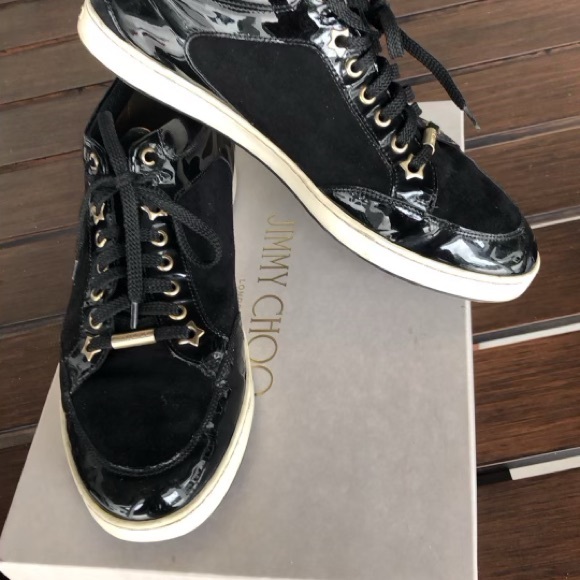 Jimmy Choo Women Miami Black Patent Leather / Suede Sneakers. Size 39,5 (9,5) - Picture 7 of 9